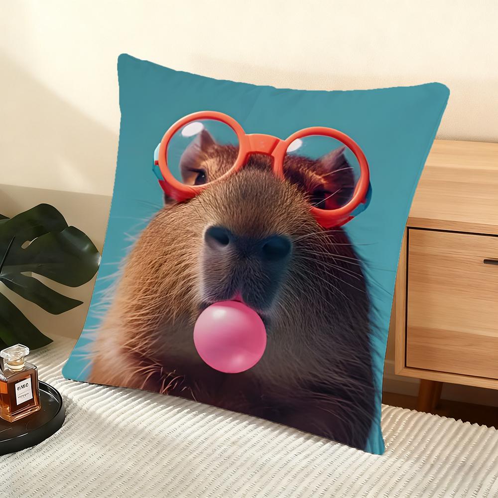 Capybara Cushion Cover Soft Short Plush Pillow Cover Smooth Cozy Texture Aesthetic Cushion Case Home Decor