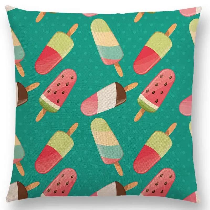 Colorful Prints Cushion Cover Chocolate Candy Donuts Pretty Ice Cream Pattern Color Party Sofa Throw Pillow Case Decor