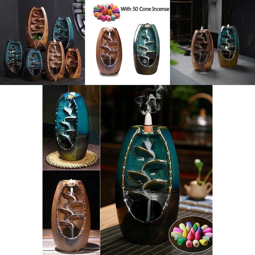 Exquisite Ceramic Backflow Waterfall Smoke Incense Burner For Serene Meditation Spaces