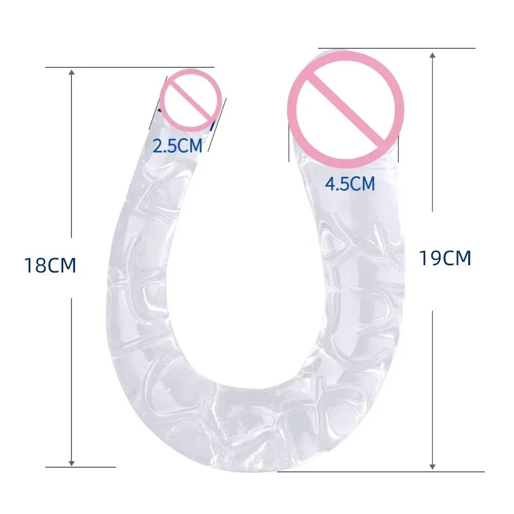 U Shape Double Head Dildo Soft Crystal Silicone Anal Plug Vagina Anus Massager Analplug Lesbian Gay Penis Sex Toys for Women Men