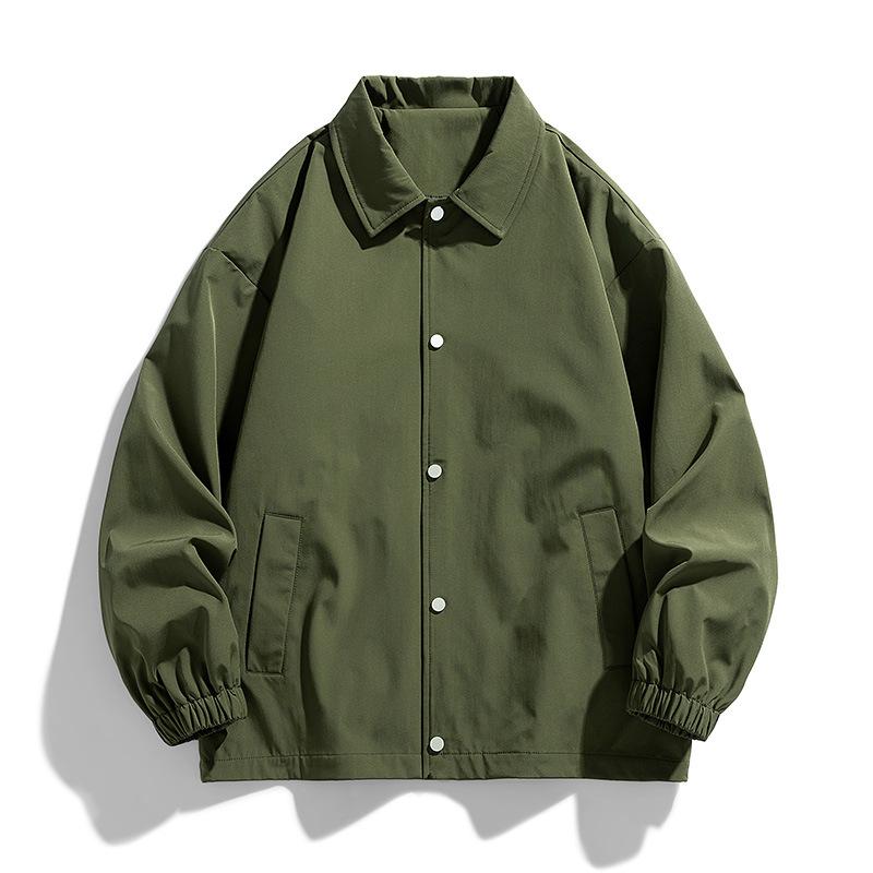 Coach Jacket Men's Spring and Autumn Loose Lapel Solid Color Casual All-Match Jacket Men's