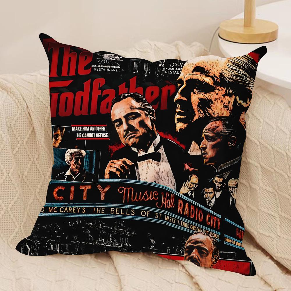 Film The GGodfather Cushion Cover Silky Short Plush Invisible Zipper Dustproof Sofa Pillow Case For Home Decor