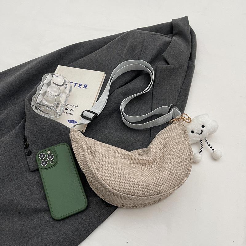 Large capacity casual simple dumpling bag women's autumn fashion popular shoulder bag solid color versatile messenger bag