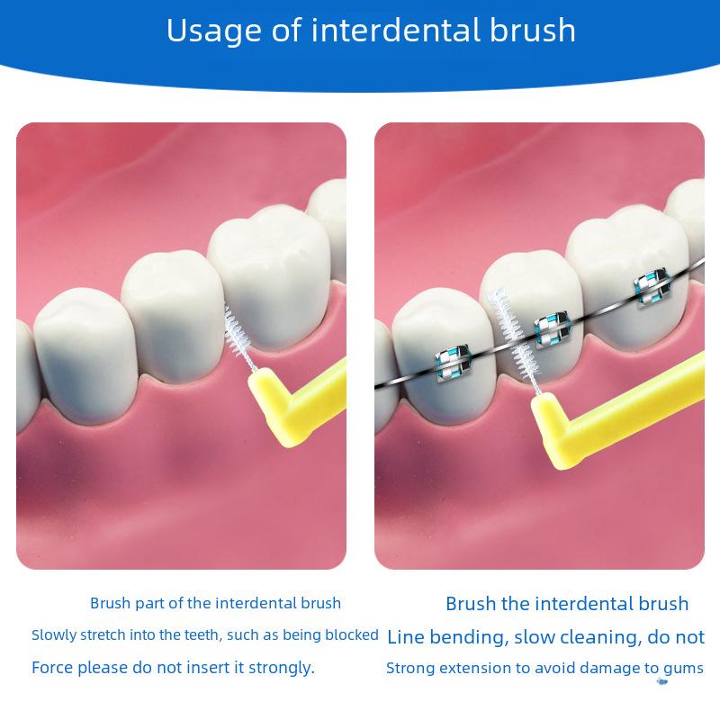 L-Shaped Interdental Toothbrush Set (10-Pack) with Wire Bristles