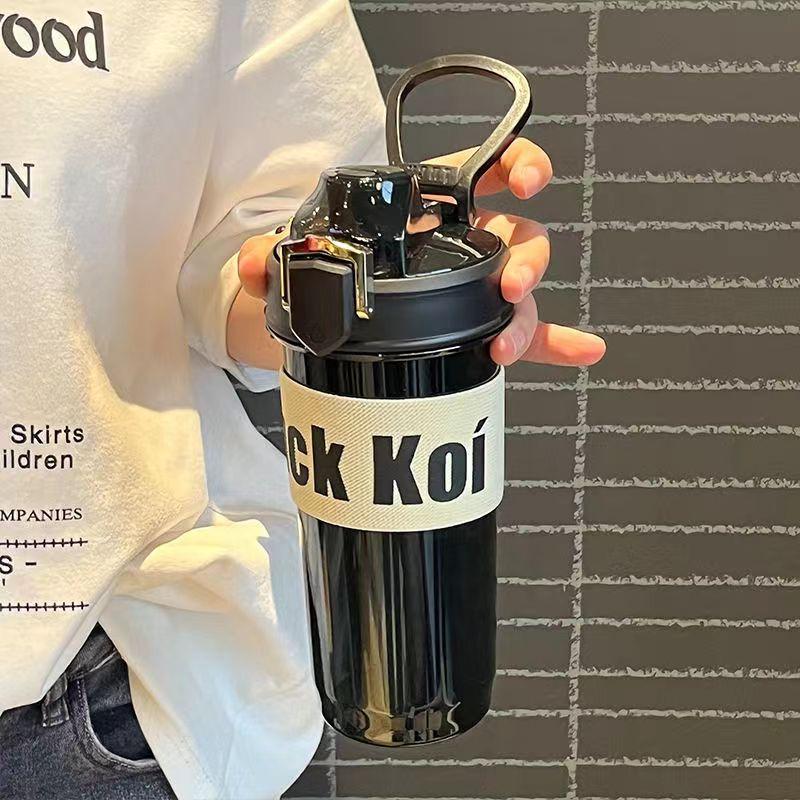 Water Bottle Summer High Value Lily of the Valley Plastic Cup Double Drink Coffee Cup Car Large Capacity Drop Resistant Handle Cup Straw Water Cup