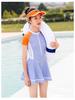 2023 Sporty One-Piece Skirted Swimsuit for Girls - Short-Sleeved, Plus Size, Hot Spring Swimwear for Kids