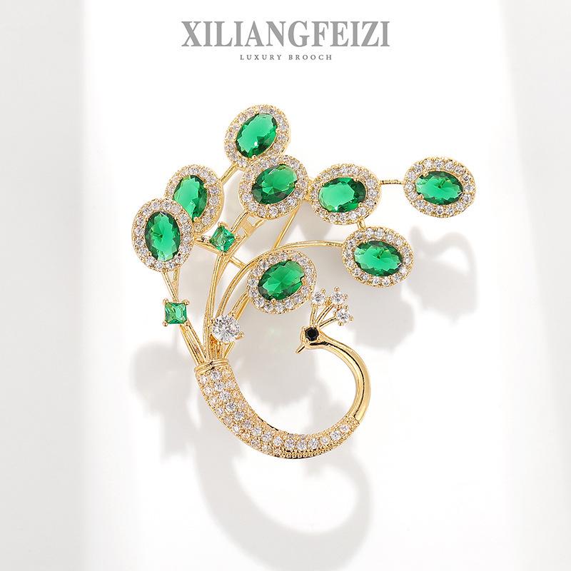 Phoenix Brooch: Chinese-Style Colorful Zirconia Pin for Women's Suits and Sweaters