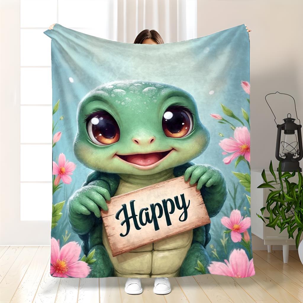 

Cozy Sea Turtle Print Blanket - Soft Lightweight Nautical Decor Throw 70x100cm