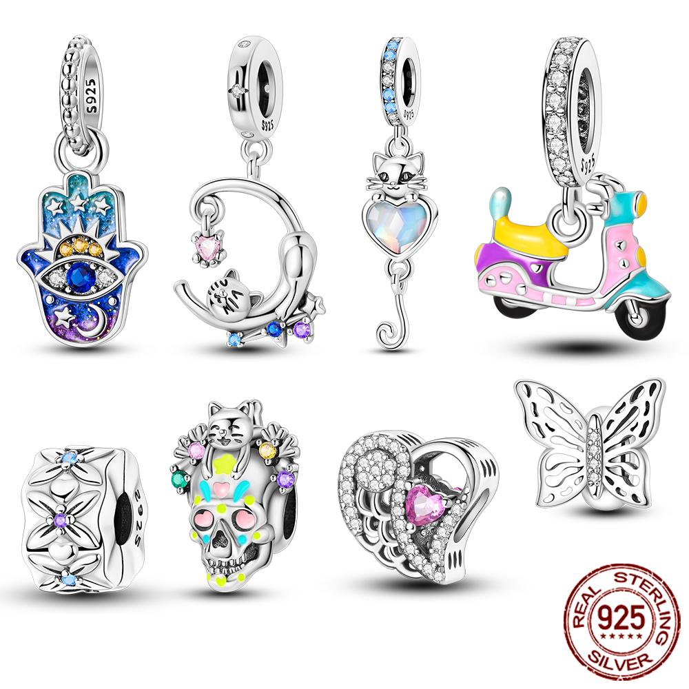 Kupfer Katzen Skelett Palme Schmetterling Anhänger Perlen Anhänger Perlen Anhänger Kompatibel Mit Armbändern Anhänger DIY Schmuck Geschenk für Frauen