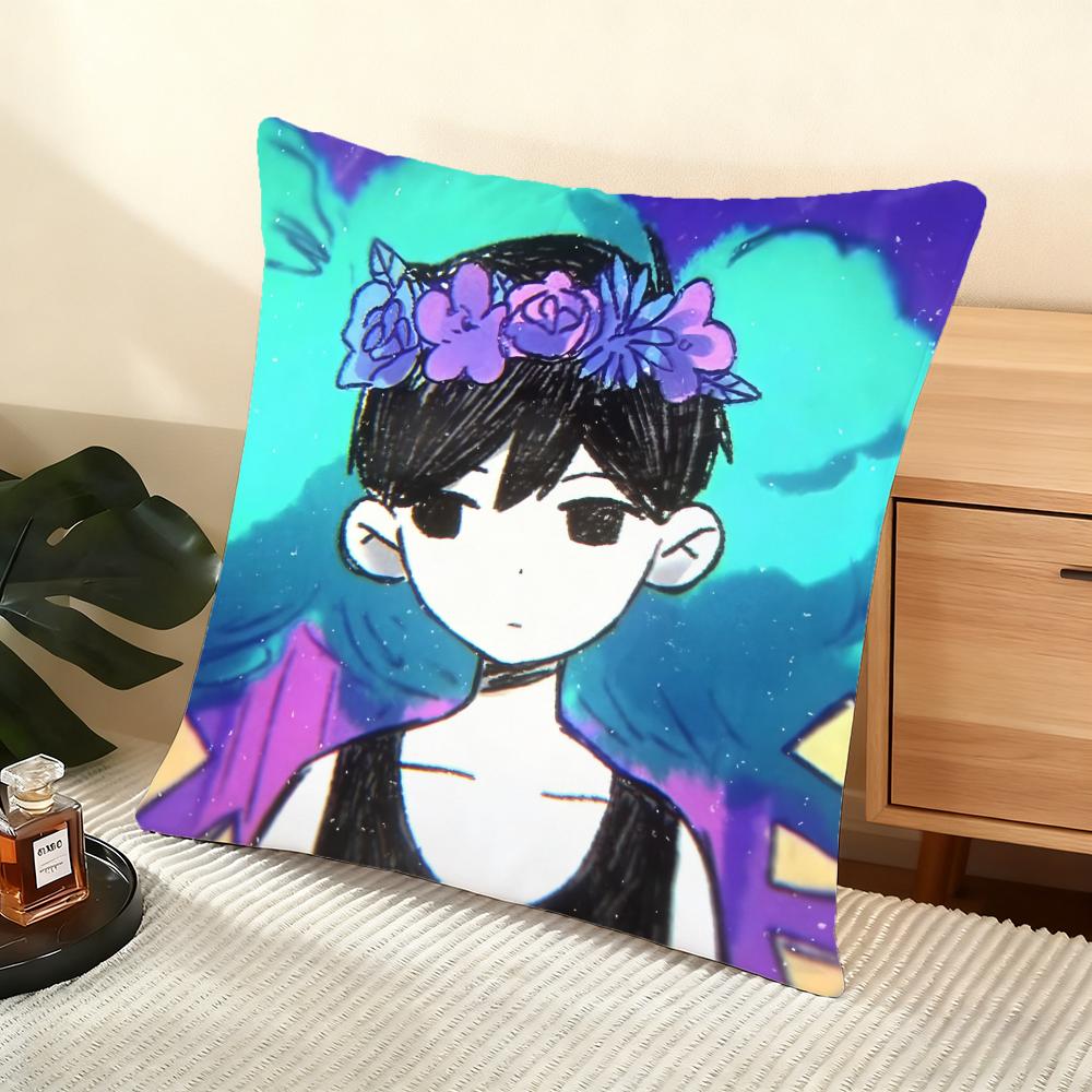 Game O-Omori Cushion Cover Soft Short Plush Pillow Cover Smooth Cozy Texture Aesthetic Cushion Case Home Decor
