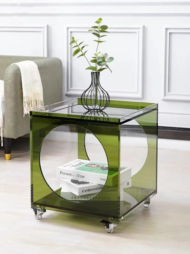 Creative Acrylic Sofa, Side Table, Small Corner Table, Movable Small Coffee Table, Storage, Storage, Small Side Table