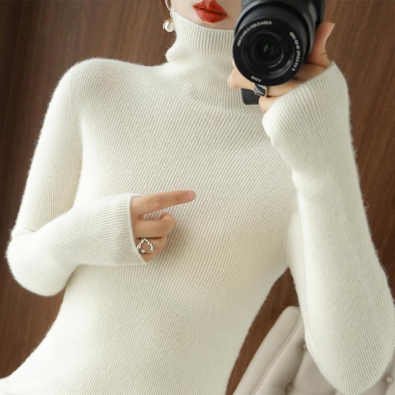 

Женский осенне-зимний трикотажный свитер с высоким воротником, облегающий, базовый слой, конфетного цвета, трикотаж для ношения под одеждой XL