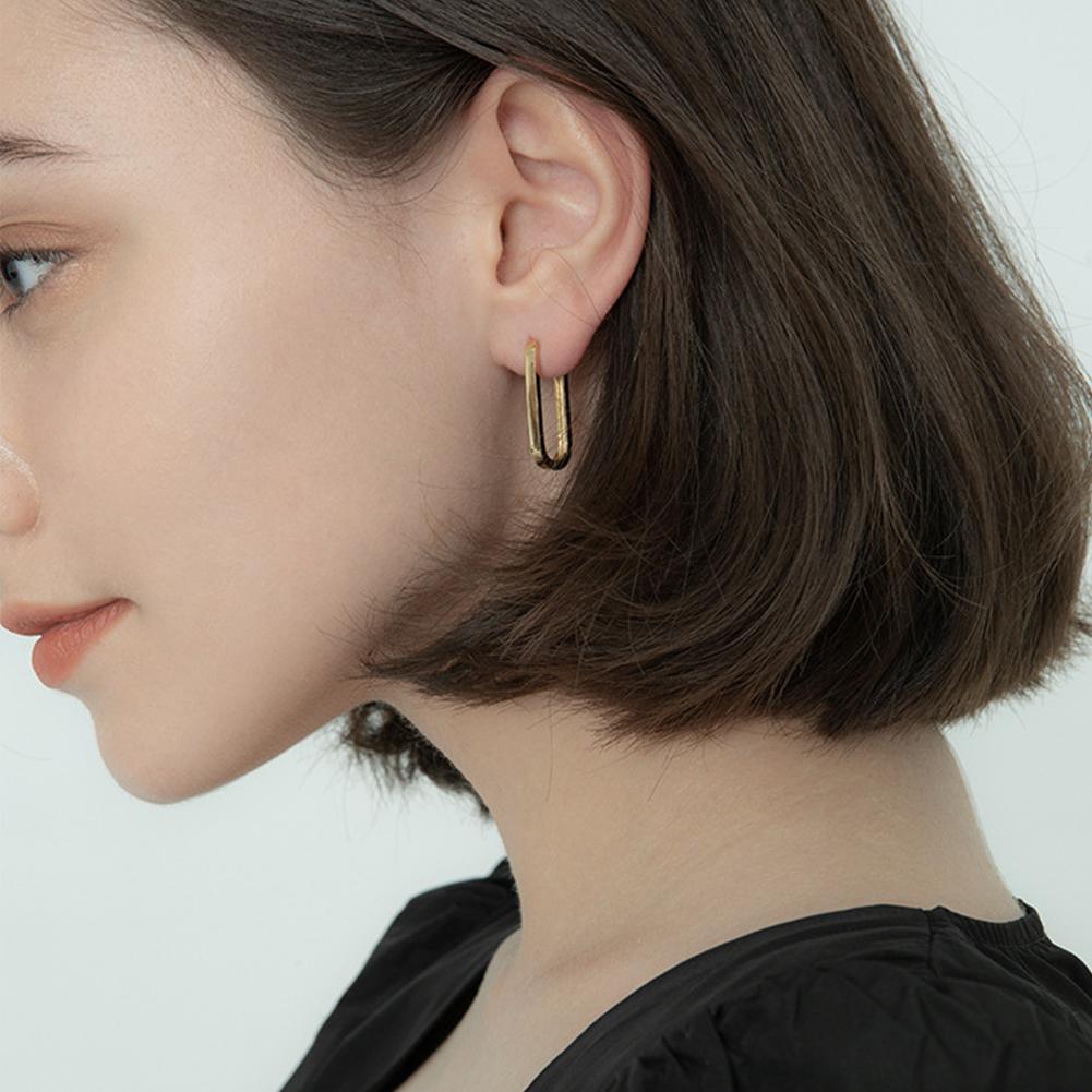 Geometric Square Earrings Hoop Earrings Rectangular Lock Buckle Pierced Ear Fashionable Jewelry Accessories Delicate Wear Ear For Party