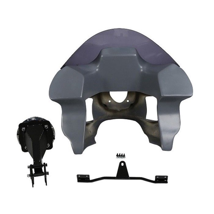 Carénage avant - Harley-Davidson Dyna 2006-2017 - Pare-brise teinté - Support phare 7" - Cache phare non peint