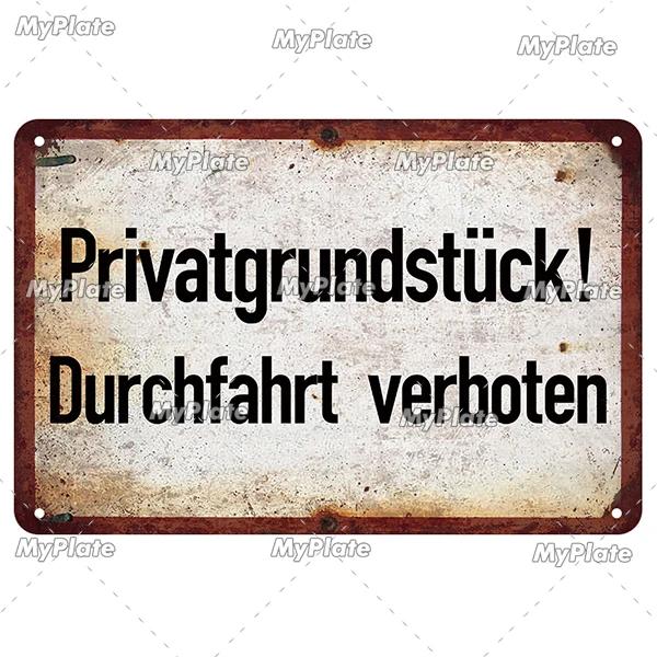 Vintage German Sign Voor Halt Metal Sign Aluminium Sign Decoration Plaque Home Wall Door Decor Bar Sign Home Plate Poster