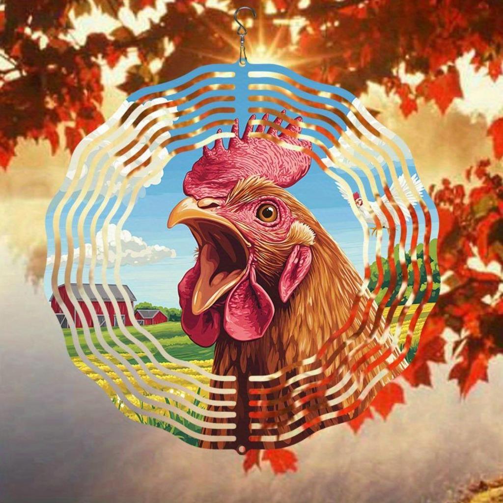 2D Rooster Wind Spinner Kinetic Metal Garden Decor for Outdoor Farmhouse Patio Yard No Battery Required Unique Gift Idea