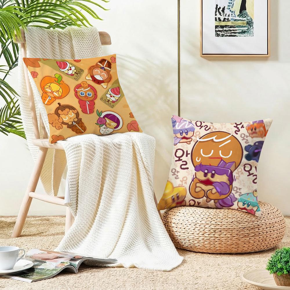 Fun CCookie RunS Cushion Cover Breathable and skinfriendly linen pillowcase square removable and washable cushion