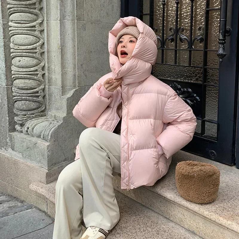 

Пуховик женский, женская зимняя мода с капюшоном, утолщенный, на ощупь, куртка Bread XS розовый