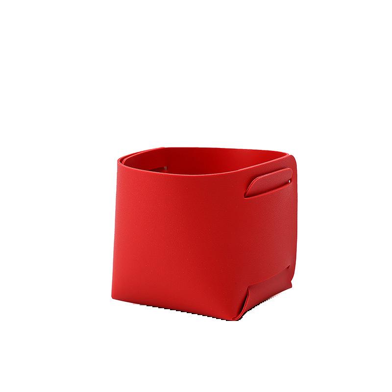 Nordic Makeup Leather Storage Pen Holder Desktop Sundry Collapsible Remote Control Sundry Bucket Storage Box