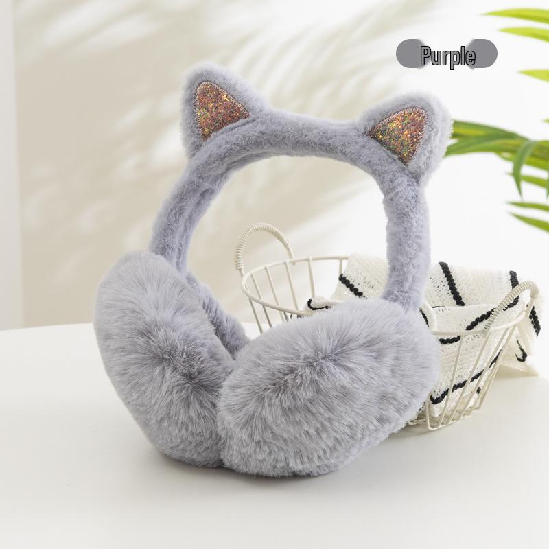 Women's Fleece-Lined Foldable Cat Ear Earmuffs – Warm and Stylish Winter Protection