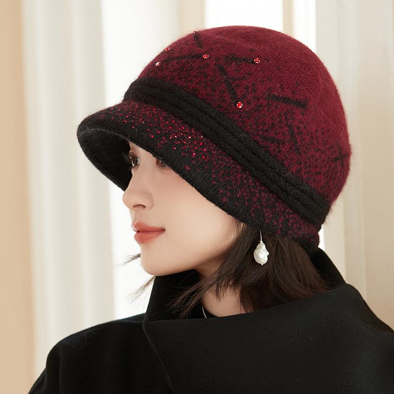 Women's Winter Warm Stylish Versatile Fashionable Beret Hat Anti-cold Ear Protection Wool Cap Middle-aged And Elderly Mom Hat