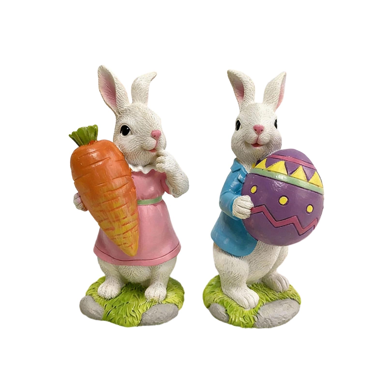 Пасхальный Кролик Фигурка из Смолы Садовое Декоративное Изделие Реалистичное Животное Украшение One Size