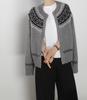 Women's Fair Isle Retro Cashmere Cardigan: Round Neck, Jacquard Sweater Coat, Loose Knit Top