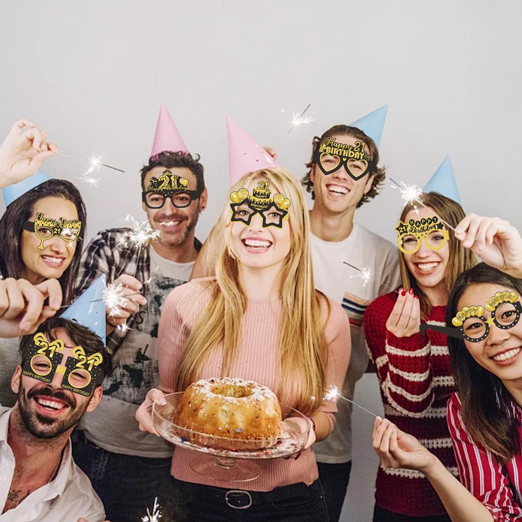 8Pcs18~ 80Th Birthday Party Decoration Glasses Birthday Party Atmosphere Photo Props