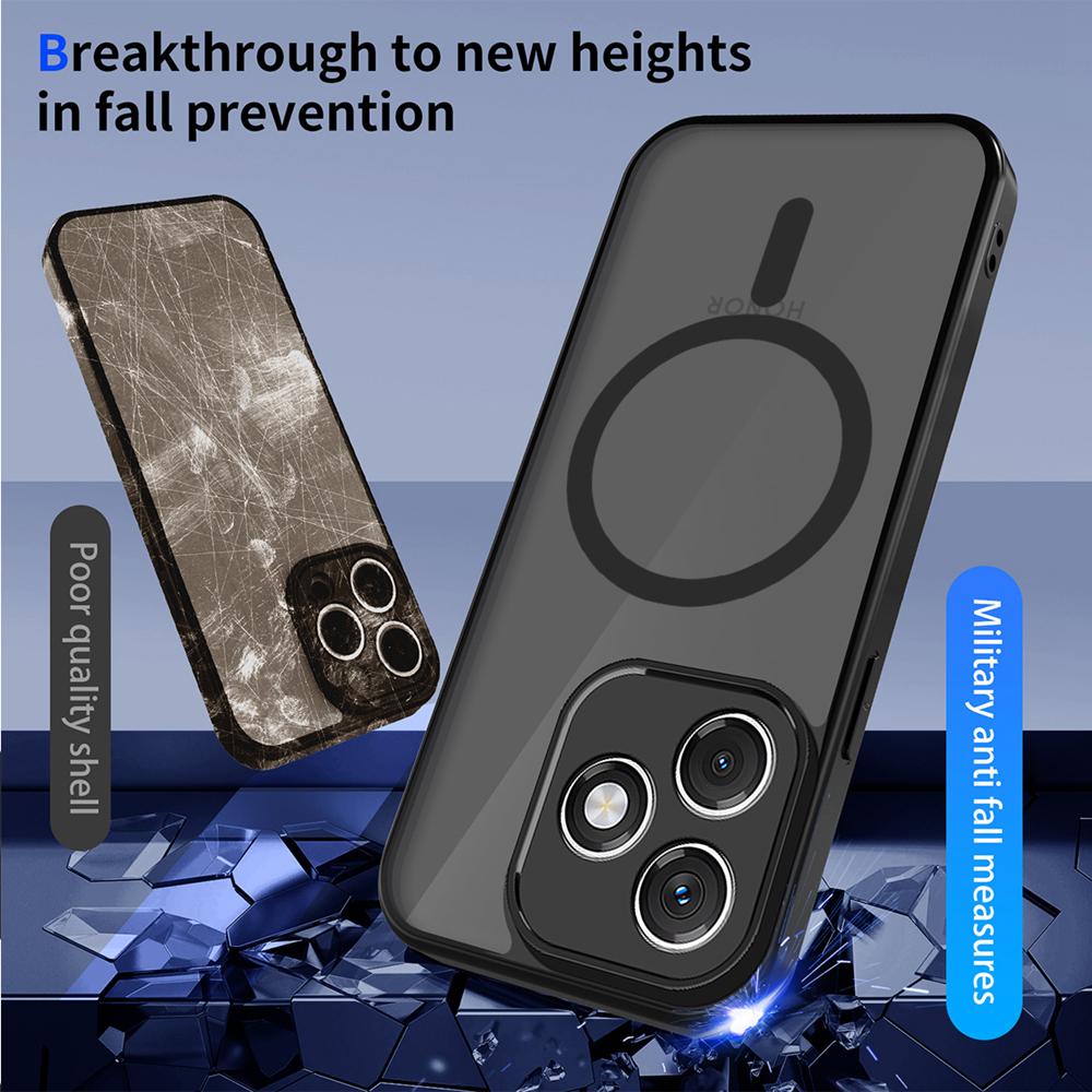 KEYSION Magnetic Phone Case for for HONOR X8d Silicone+PC Matte Translucent Clear Shockproof Back Cover for Huawei Honor X8D