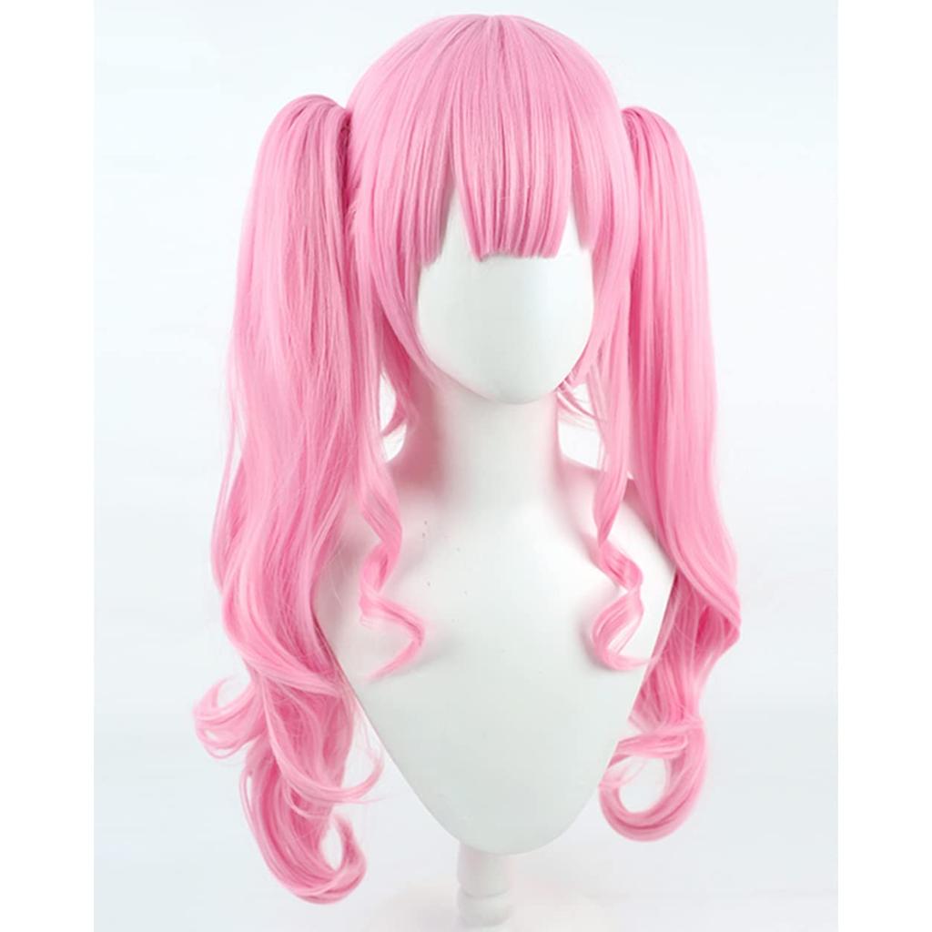 LAOBAO Cosplay Wig Mori Calliope Twin Tails Wig Pink Long Curly Heat Resistant Disguise Wig Costume Accessory Halloween Fancy Dress cosplay wig (E)