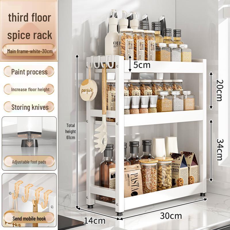 Countertop Kitchen Storage Rack for Spices and Sauces - Organize Oil, Salt, Vinegar, and Soy Sauce