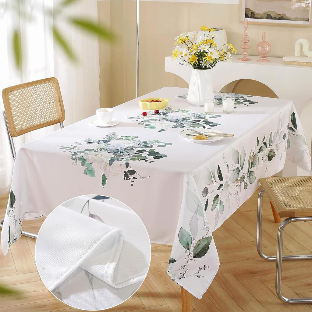 Spring Watercolor Wild Flowers Rectangle Tablecloth For Kitchen Table Decor Waterproof Polyester Table Cloth Wedding Party Decor