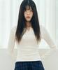 Mihebeu Cut Neck Text Print Long Sleeve Ivory