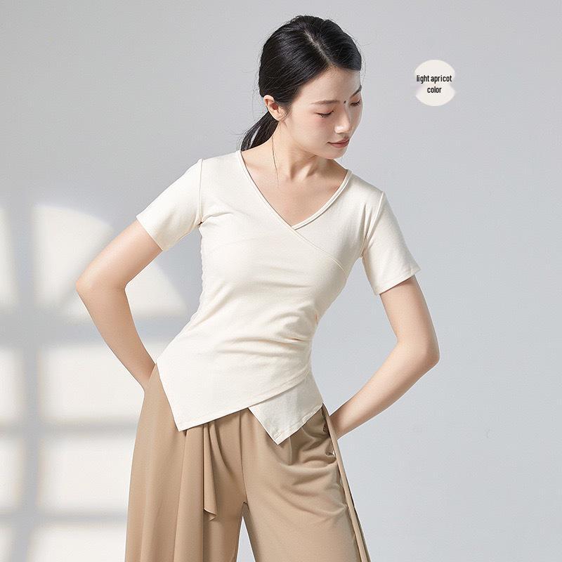 

Женский современный костюм кунг-фу - Топ с длинным рукавом и неровным подолом для классического китайского танца (Весна осень) S