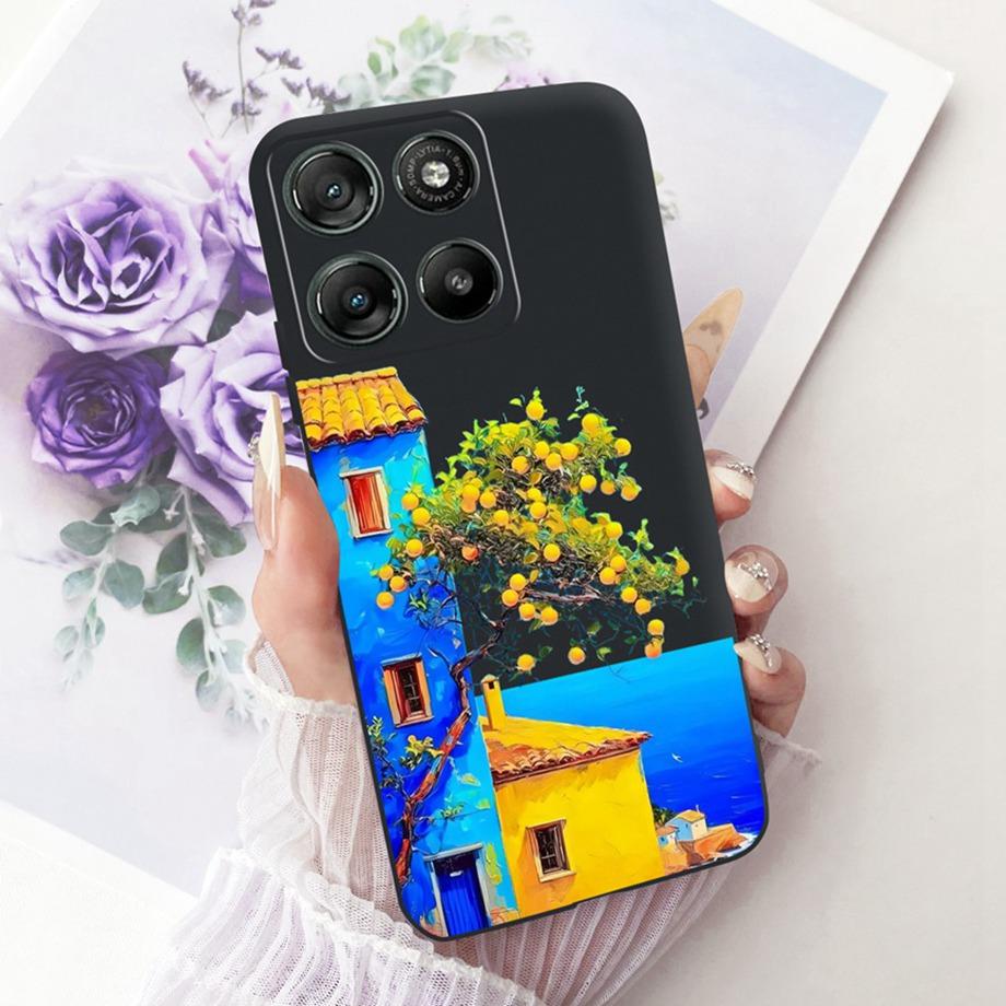 Etui do Motorola Moto G17 Power G15 Power MotoG15 Miękki Czarny Silikonowy Pokrowiec Malowanie Kwiatowe Motyl Smok Kot Funda