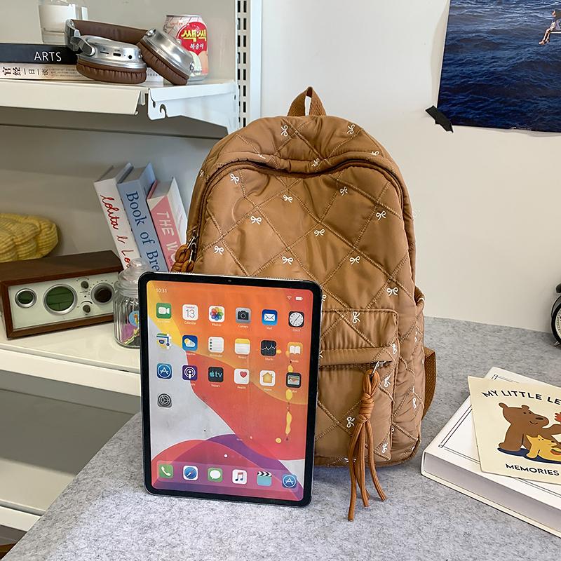 Rucsac de școală în stil universitar, cu imprimeu de fundă, pentru studenți, ușor de călătorit, pentru femei