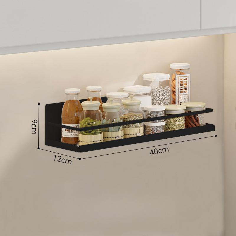 Stanzfreies Küchen-Gewürzregal zur Aufbewahrung Zuhause Wandmontiertes Metall-Gewürzregal Klebe-Hänge-Kleinteile-Organisationshalter