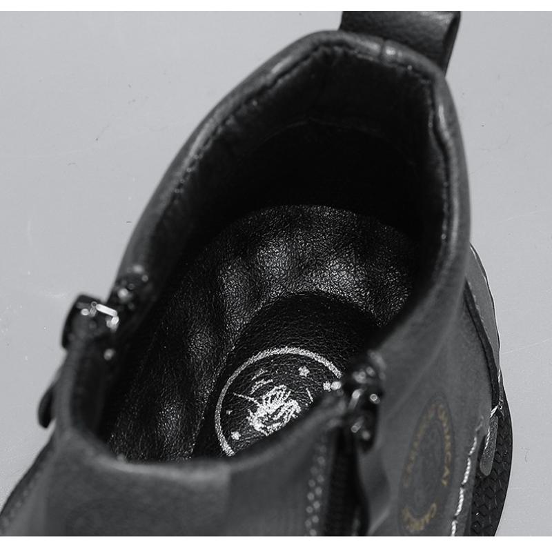 Men's High-top Leather Boots Casual Sneakers Winter Plush Shoes Snow Boots 39-46