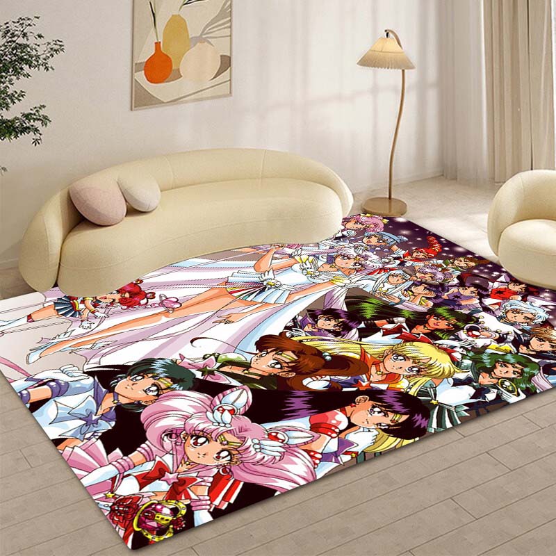 High-definition 3D Sailor Moon anime rug, suitable for bedrooms, living rooms, home sofa decoration, large decorative rug, and