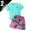 2 Piece Children's Summer Vacation Leisure Persian Mia Wind Suit Boy Joker Comfortable Short-sleeved Girls Beach Cute Shorts