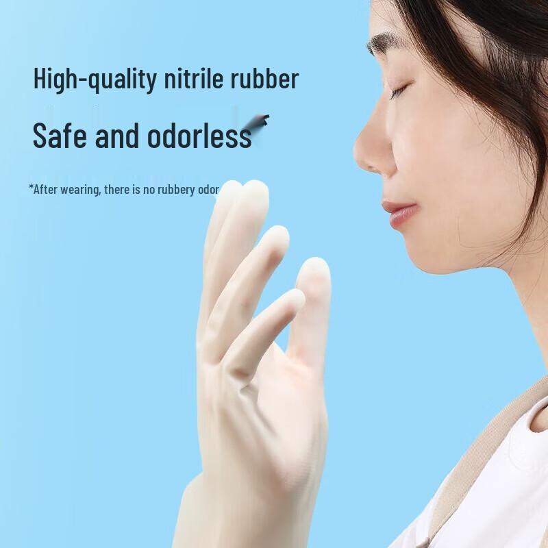 

MARYYA Durable White Nitrile Extended Household Gloves