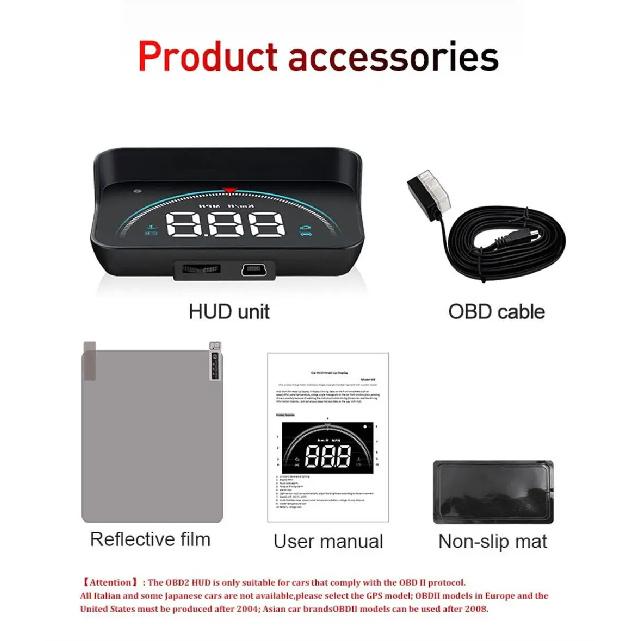

M8 HUD Автомобильный OBD2 Проекционный дисплей Предупреждение о превышении скорости Авто Электронный Температура воды Светодиодный Скорость Цифровой Проектор Лобовое стекло M8