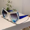 Luxury Crystal Shiny Shades Polygon Designer Gradient Women's Sunglasses Candy Color Decoration Ladies Sun Glasses