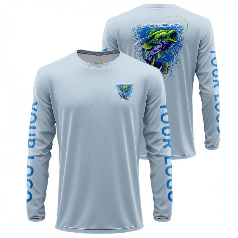 Men's Quick-Dry UV Protection Long Sleeve Fishing Shirt with Breathable Logo Pattern
