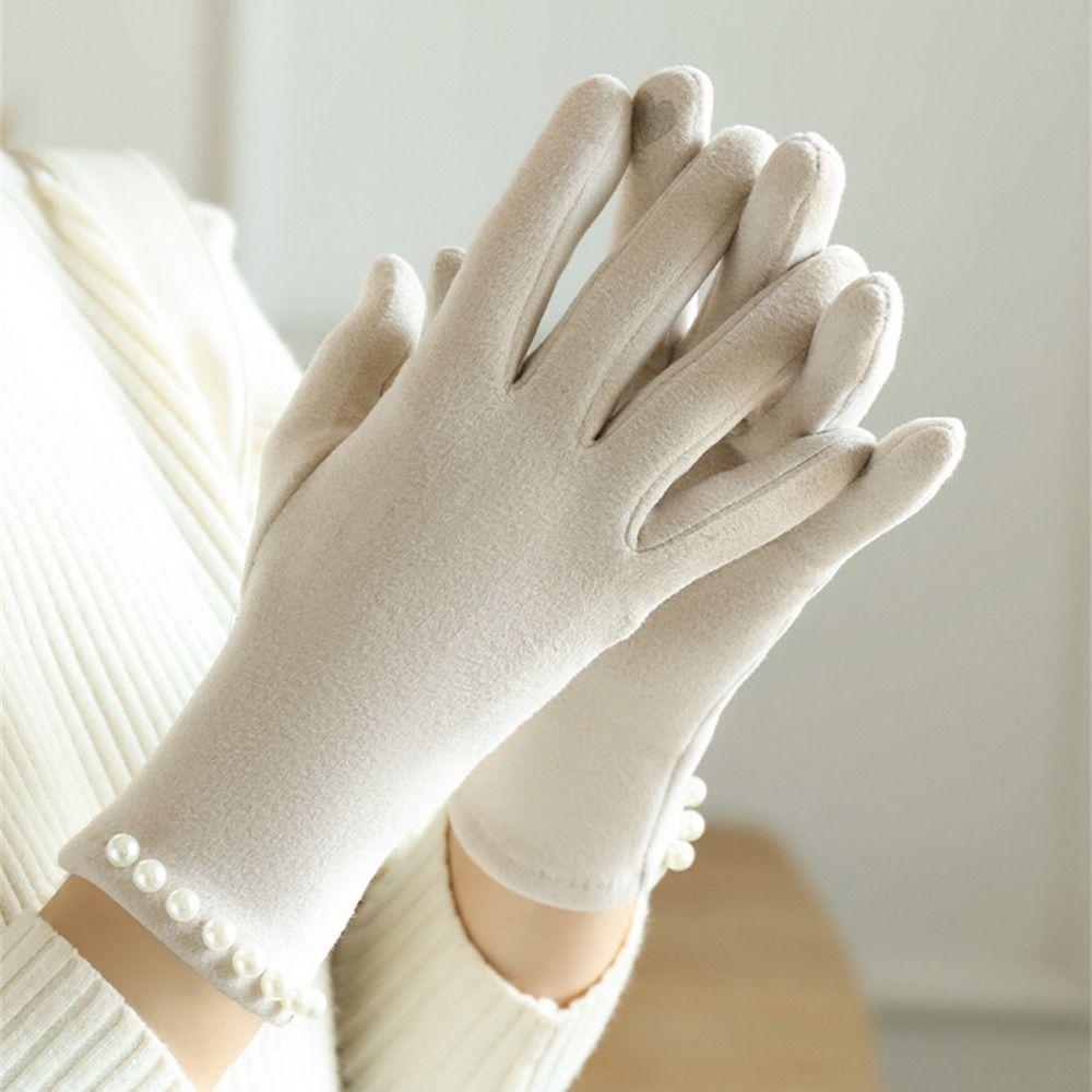 Thin Velvet Warm Gloves Thickened Cycling Driving Gloves Daily Mittens  for Outdoor