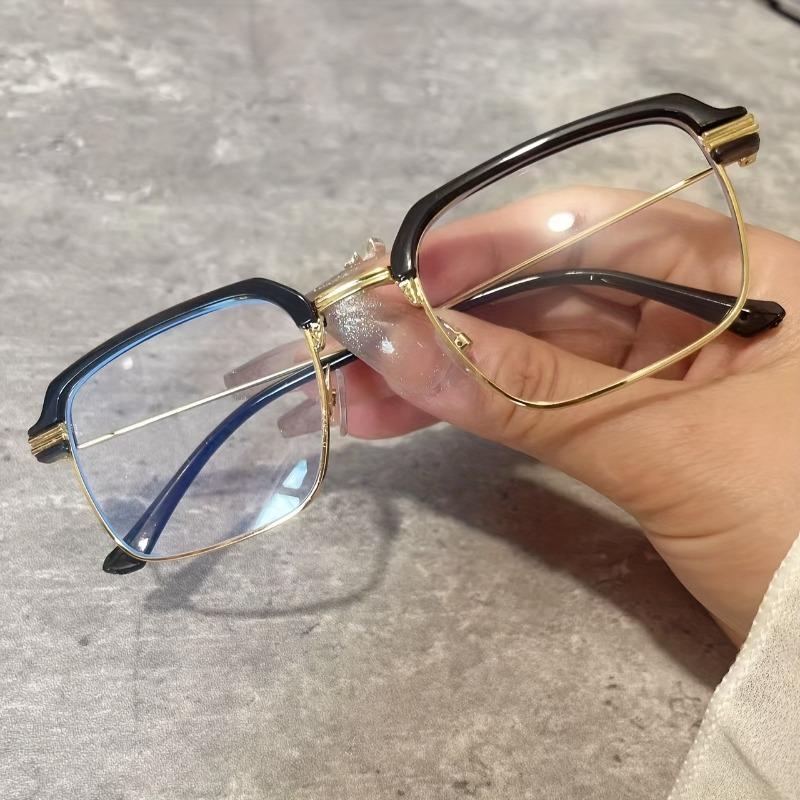 5PCS Eyeglasses Business Vintage Eyebrow Line Square Men's Eyeglass Frame Unique Board Material Women's Semi-frame