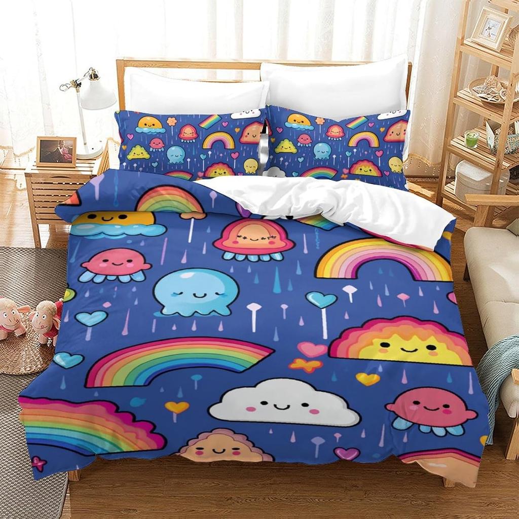 3D Printing Duvet Cover Set Rainbow Decorative Duvet Cover 2pcs With Pillow Cases75*50cm, Bedding Cover for Boys Adult Single