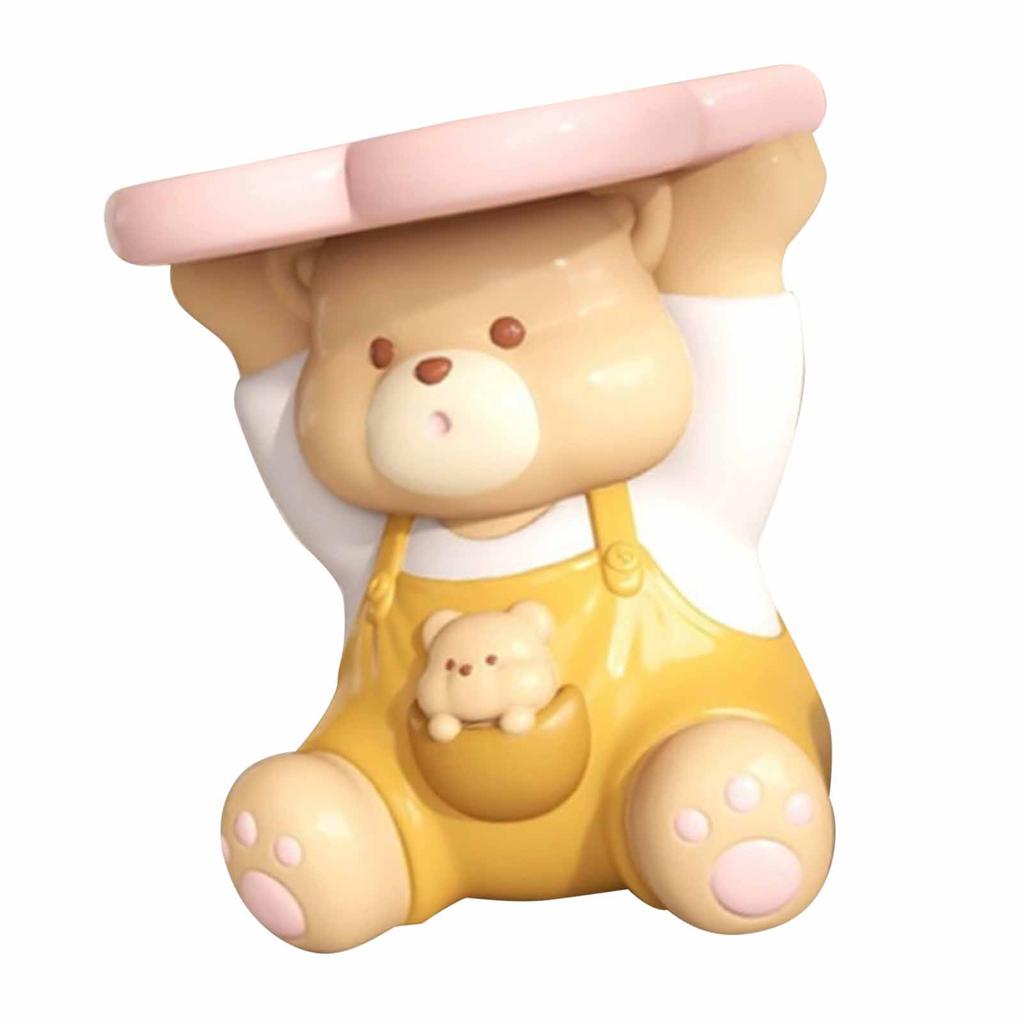Resin Bear Tray Statue Cute Sitting Bear Key Storage Tray for Entryway Cosmetic Jewelry Earrings
