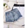 6115# European & American High-Waisted Plus Size Ripped Denim Shorts for Women
