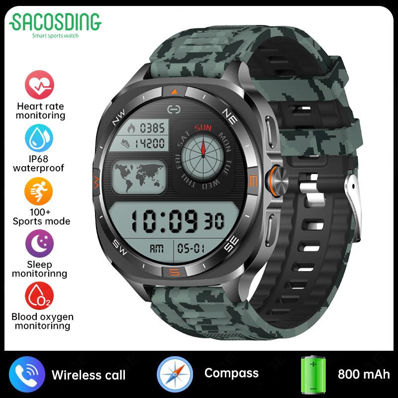 2026 Outdoor New 800mAh Battery Smart Watch Men IP68 Waterproof GPS Positioning Compass Altitude Air Pressure Bluetooth Call 100+ Sports Watch